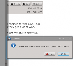There was an error saving the message to Draft Retry? = Crash